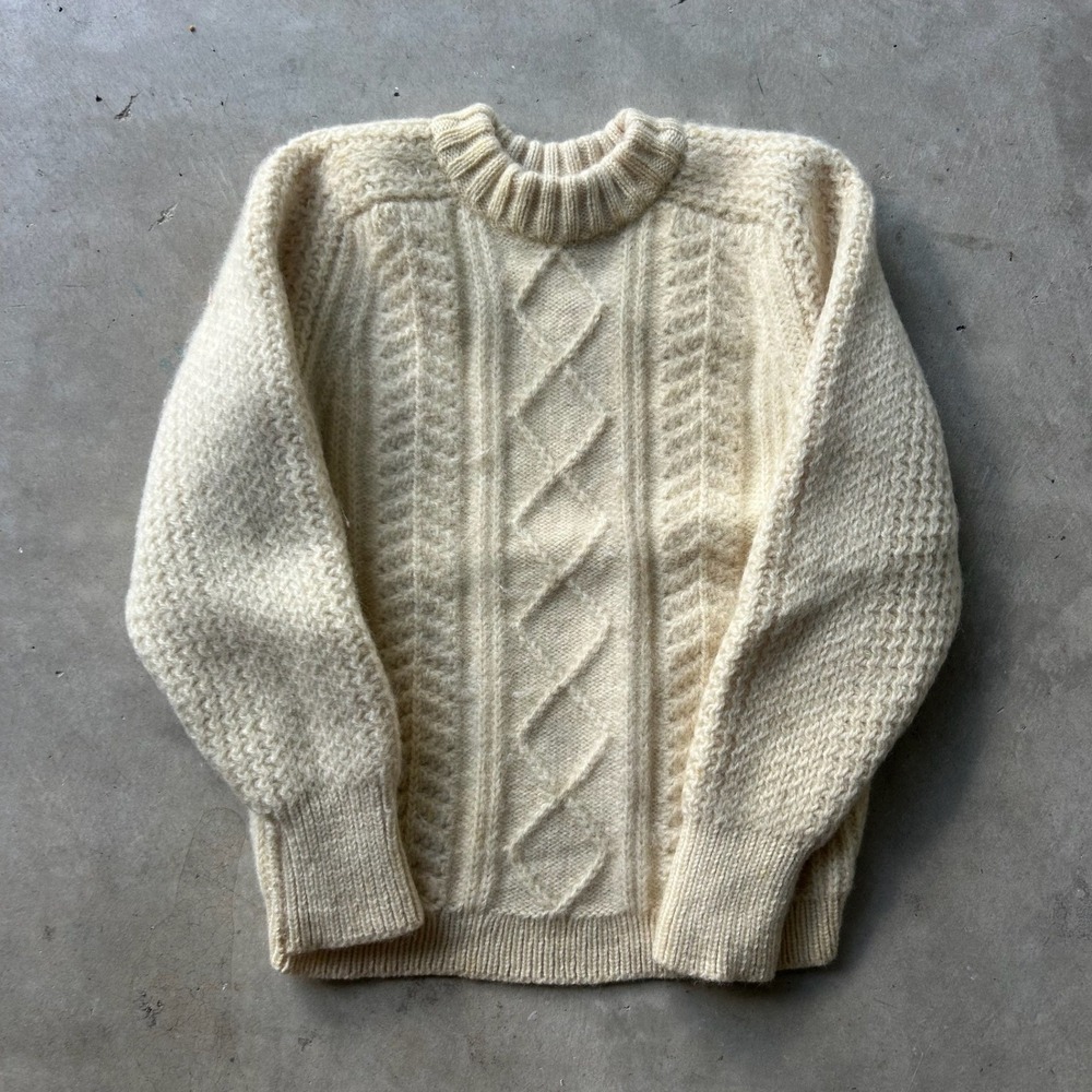 Vintage St Michael Wool Cable Knit Sweater Cream Made in Britain Size 38